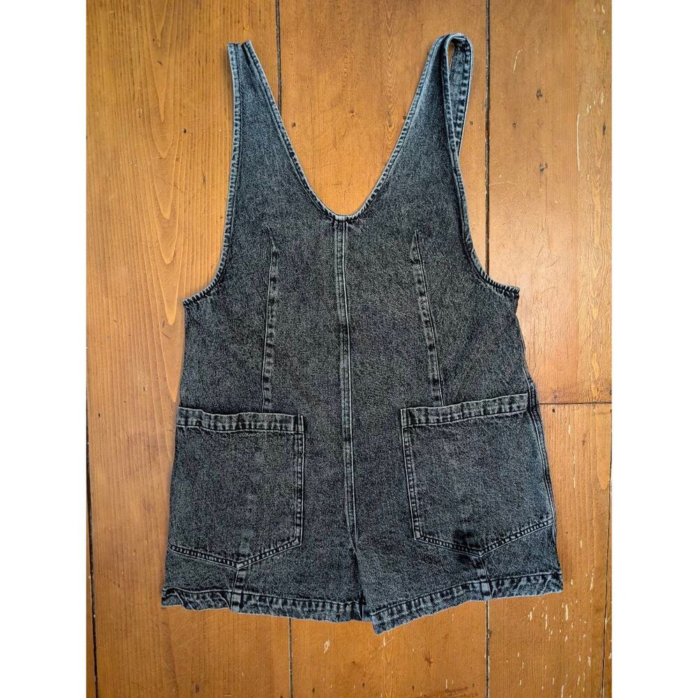 BiBi Patch Vintage Washed Denim Shortall Black Size M Overalls